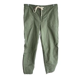 Loft Womens Size 6 Cotton Spandex Seaside Cropped Pant Sage Green Drawstring